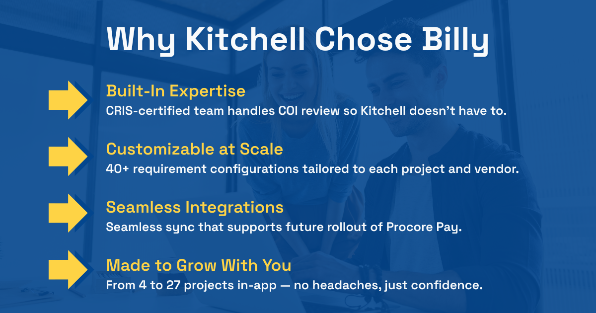 Why Kitchell chose Billy to simplify their compliance tracking process.