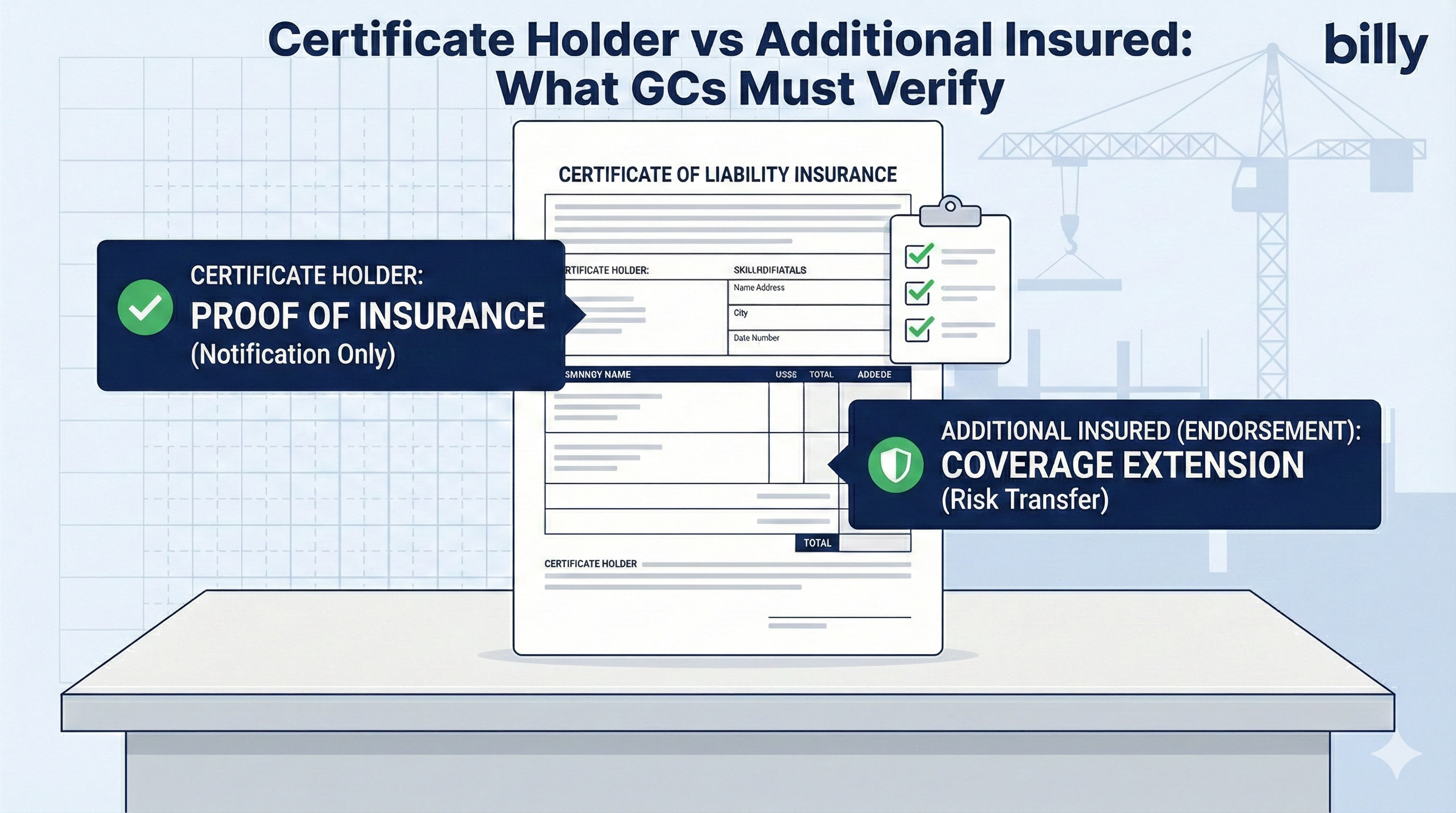 Certificate Holder vs Additional Insured: What GCs Must Verify on a COI (With Examples)
