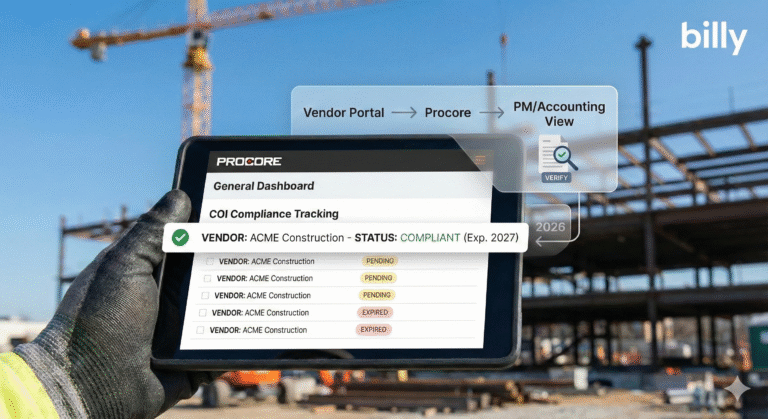 Tracking COIs in Procore with Billy