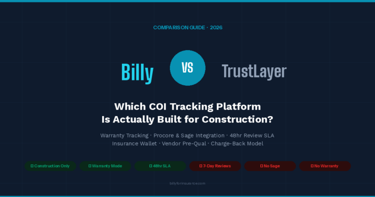 Billy vs. TrustLayer: Which COI Tracking Platform Is Built for Construction?