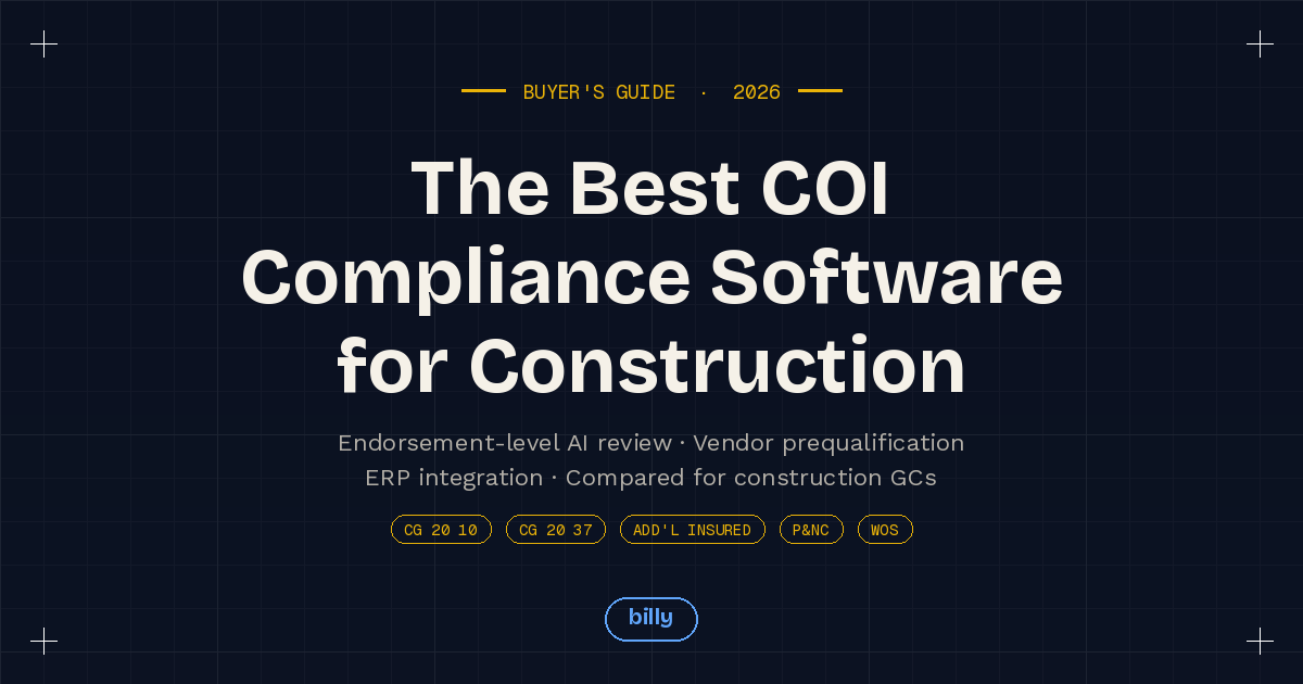 Best COI Compliance Software For Construction 2026 Billy Billy Best COI Compliance Software For Construction 2026 Billy Billy