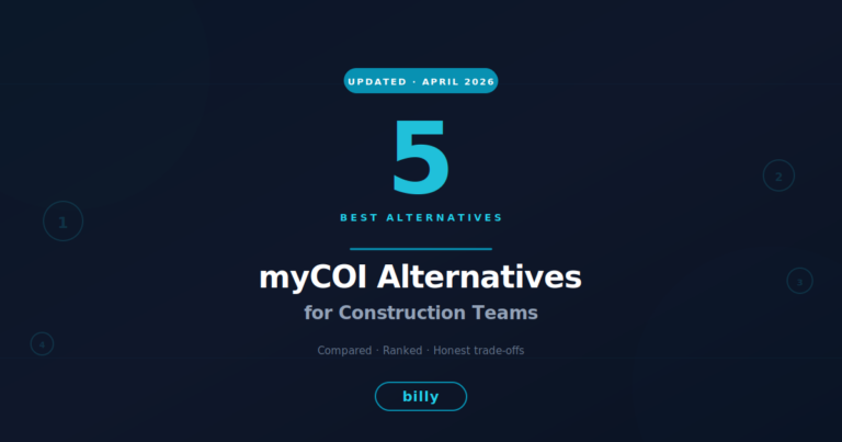 5 best myCOI alternatives 2026 — comparison of COI compliance platforms for construction