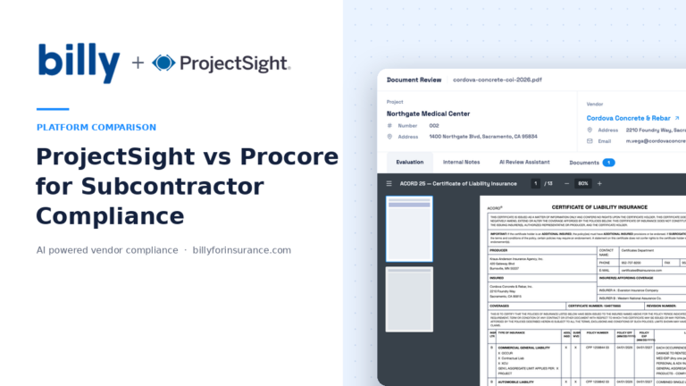 ProjectSight vs Procore for Subcontractor Compliance & COI Tracking