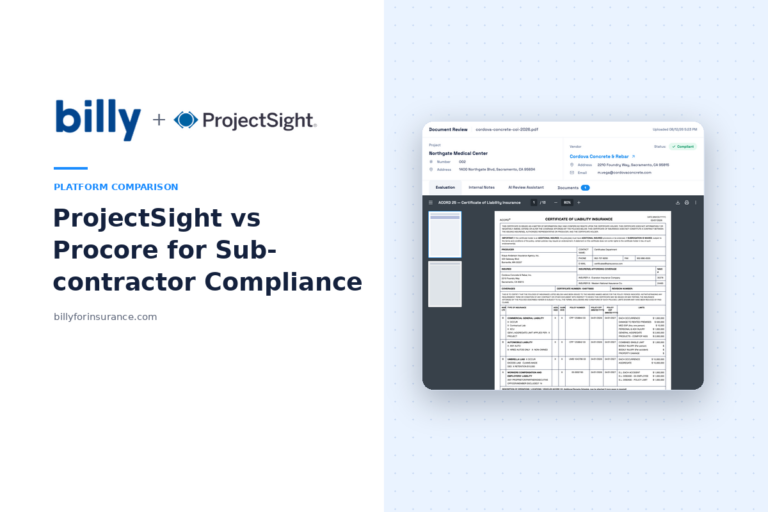 ProjectSight vs Procore for Subcontractor Compliance & COI Tracking