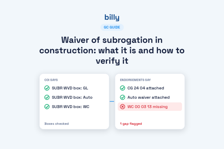 Waiver of Subrogation in Construction: What It Is and How to Verify It