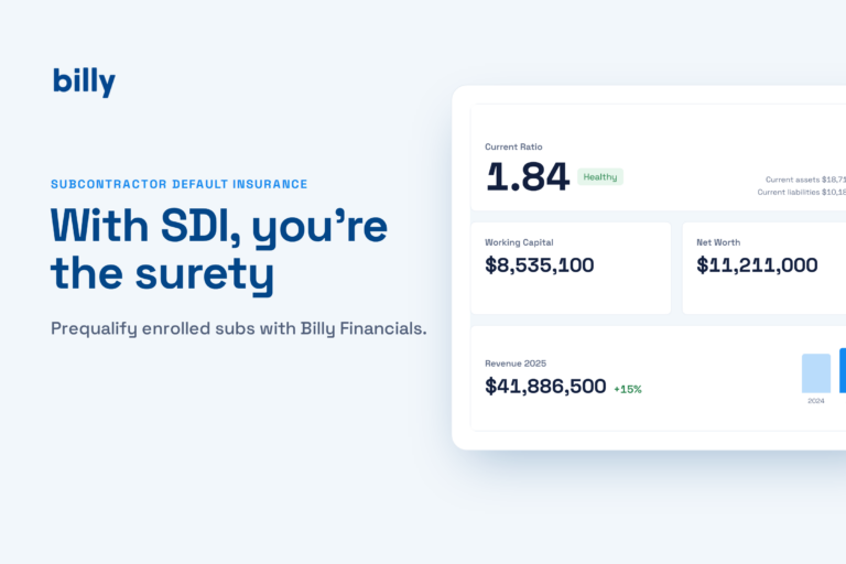 Subcontractor Default Insurance: How GCs Use Billy Financials to Prequalify Enrolled Subs