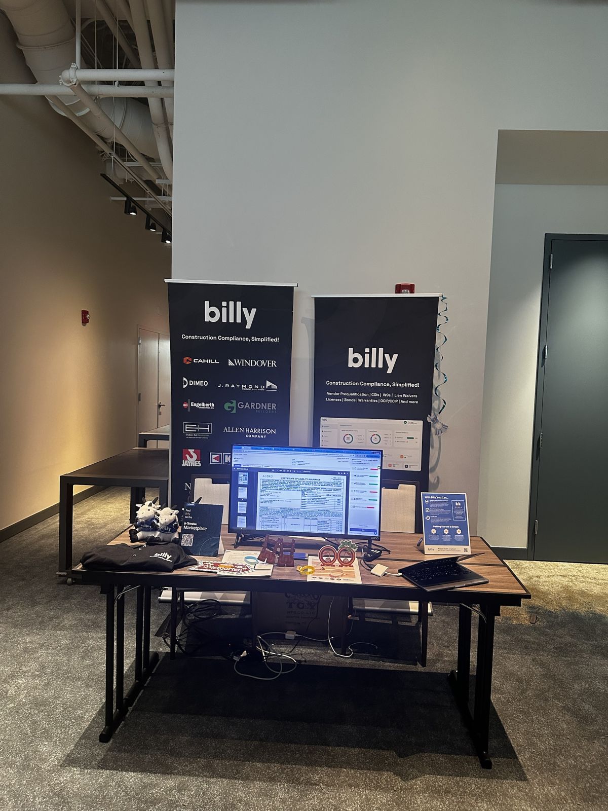 Billy construction compliance software reviewing an ACORD certificate of liability insurance at the CFMA New England Conference 2026