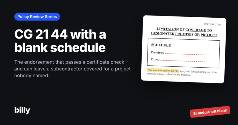 CG 21 44 Endorsement: Blank Schedules and Your COI