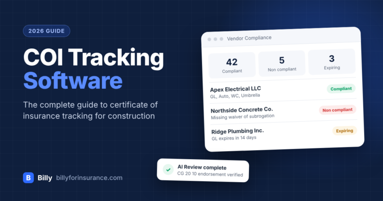 COI Tracking Software for Construction (2026 Guide) | Billy